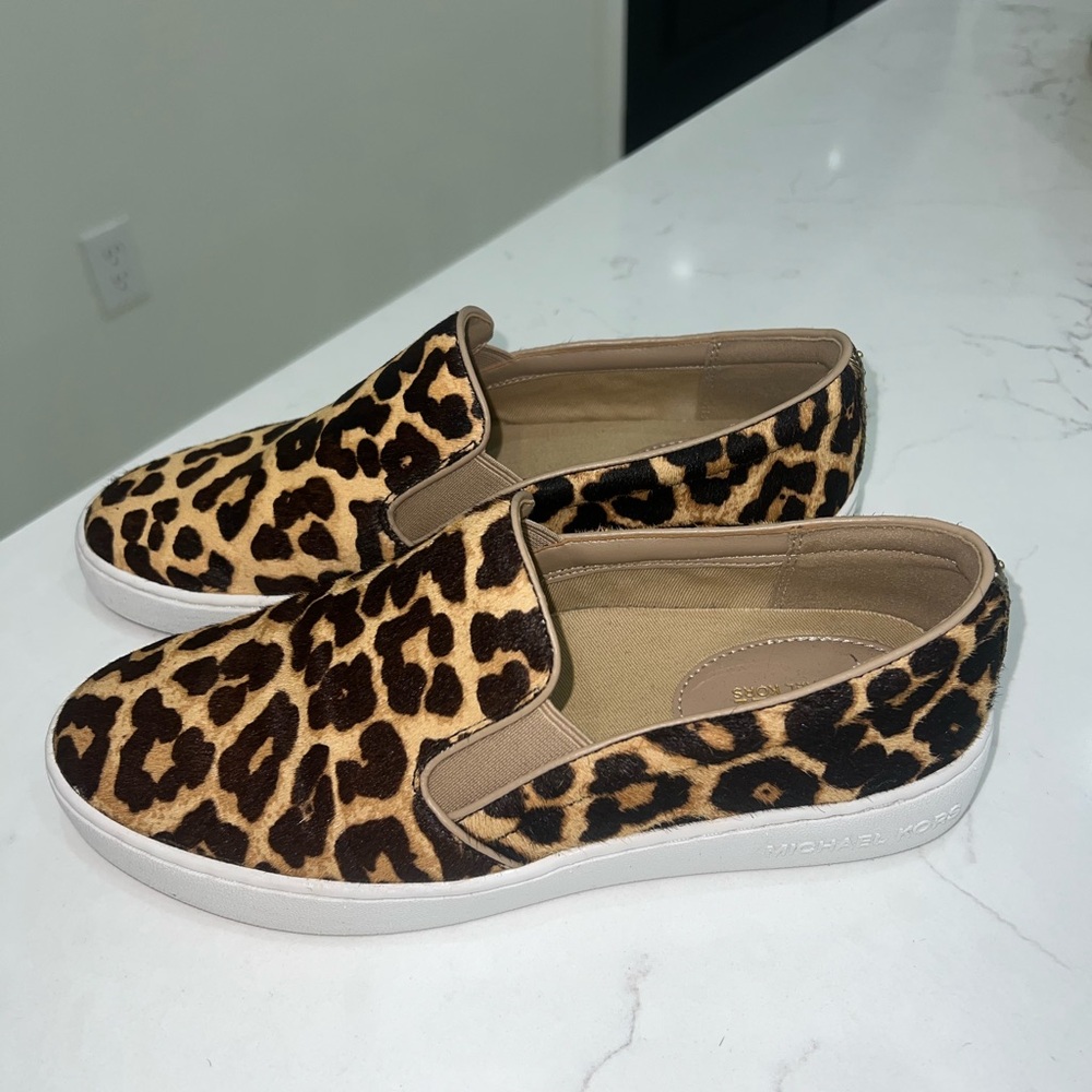 MICHAEL Michael Kors Leopard-Print Slip-On Sneakers in Brown and Black